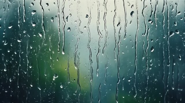 窓を伝う雨粒 シームレスループ動画背景 16:9 4K
