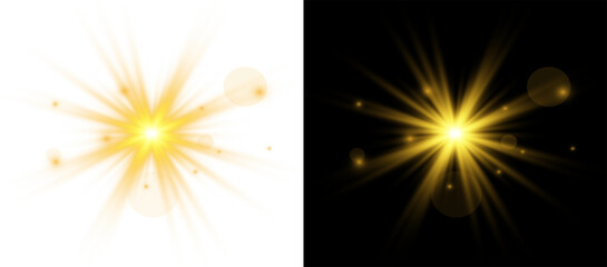 Overlays light transition effects sunlight ray lens flare, light leaks. High-quality stock PNG image of sun rays light overlays yellow flare glow isolated on transparent backgrounds for design © Stock Pro