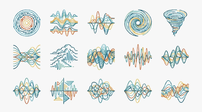 Colorful Abstract Mathematical Wave Patterns Design.
