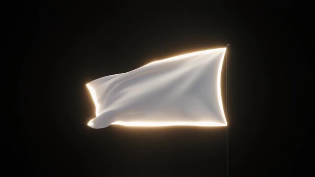 Pure White Fabric Flag Slowly Waving Gracefully Cinematic Loop - Blank Canvas Wind Motion Abstract Background