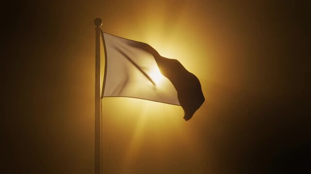 Pure White Fabric Flag Slowly Waving Gracefully Cinematic Loop - Blank Canvas Wind Motion Abstract Background