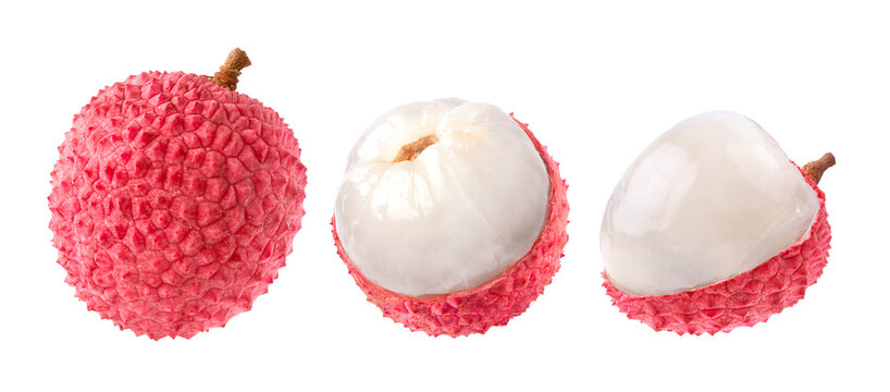 Lychee set isolated on white.