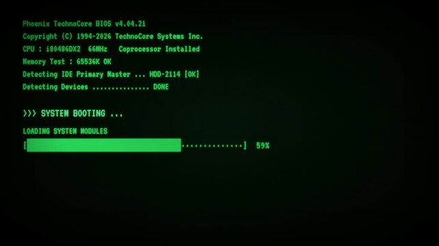 Retro DOS Computer System Booting Progress Bar