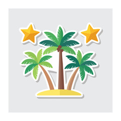 Fototapeta premium Tropical palm trees and stars illustration