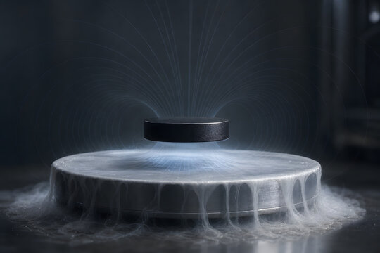 Superconducting magnet levitation above frosted quantum disc