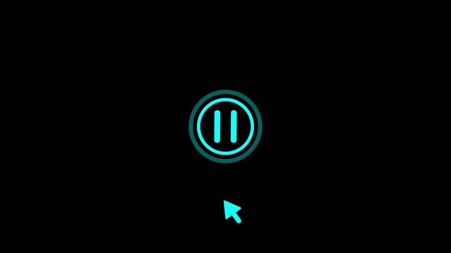 Abstract motion blur digital loading animation neon blue spinning circle with arrow pointer on
