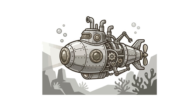 Vintage Submarine Ocean Exploration Vehicle.