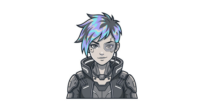 Anime character with blue hair.