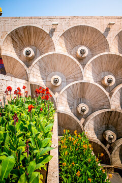 Architectural facade of half-circles of Cascade Complex in Yerevan, Armenia