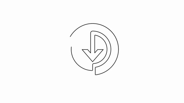 Download process icon in a continuous line art drawing loop isolated on white background
