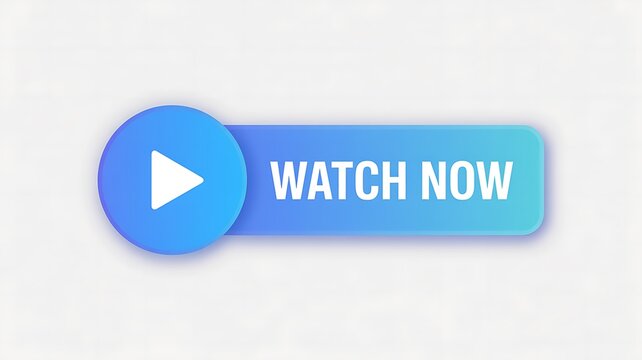 Play button, watch now, blue gradient, video icon, media player