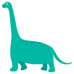 Cute Green Brachiosaurus Dinosaur Illustration © Kahade Studio