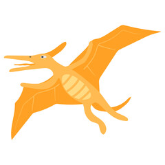 Cute Orange Pterodactyl Flying Dinosaur Illustration © Kahade Studio