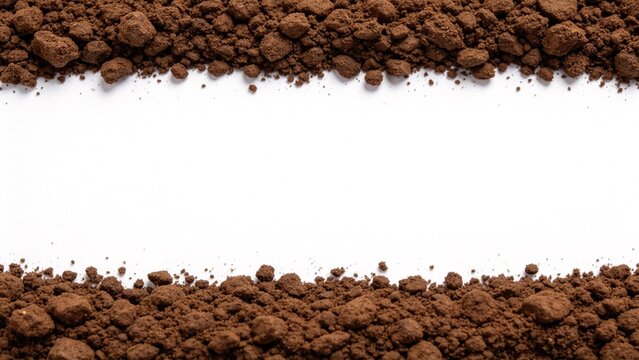 Brown soil on white background