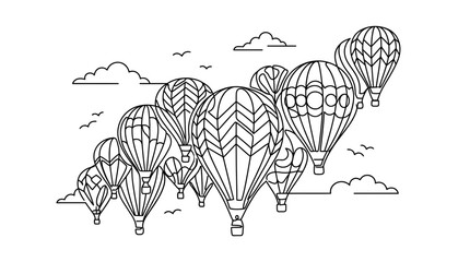 A collection of hot air balloons flying in the sky. © Kamsiyah_Bintimawadi