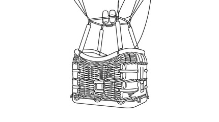 Line art illustration of a hot air balloon wicker basket. © Kamsiyah_Bintimawadi