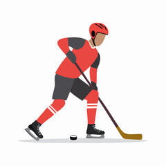 Fototapeta premium Ice Hockey Player with Stick and Puck