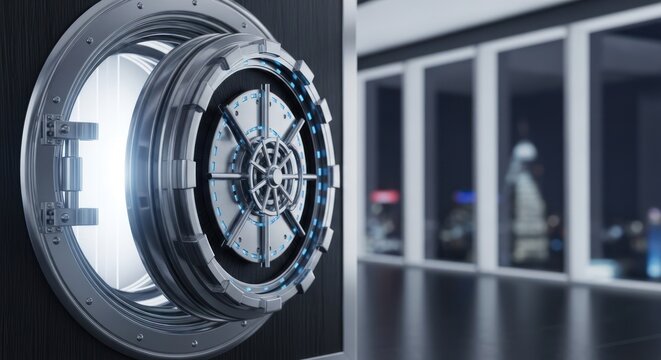 Open vault door displaying security and financial protection concepts