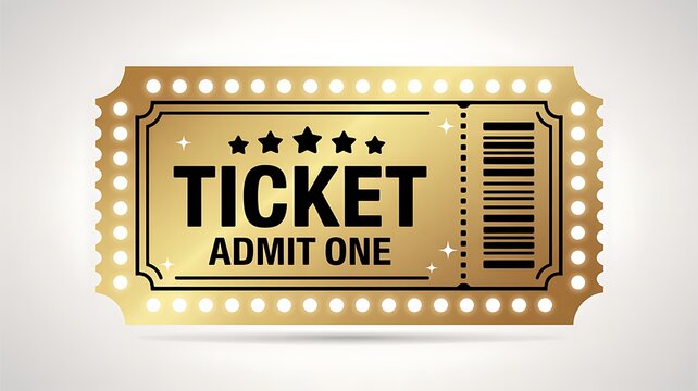 Golden ticket, admit one, event ticket, gold ticket stub, voucher
