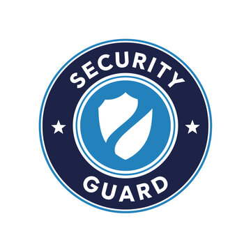 Security Guard Badge with Shield and Stars Design.