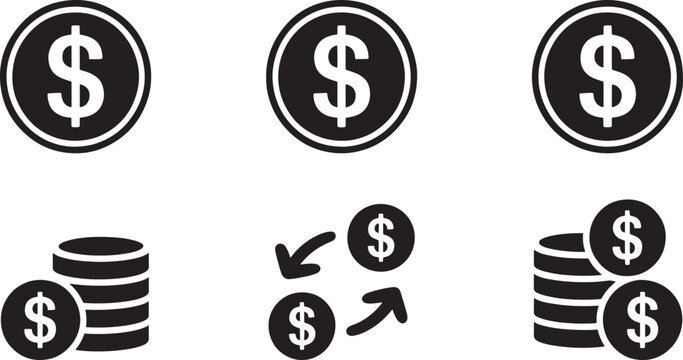 Dollar sign and coin coins money finance black