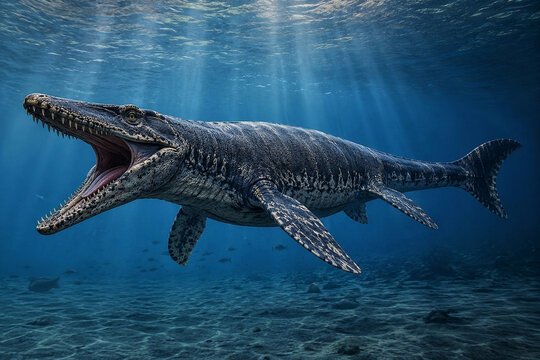 Mosasaurus Apex Predator in Prehistoric Ocean.