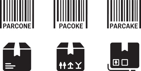 Obraz premium Packaging with barcodes and symbols black and white