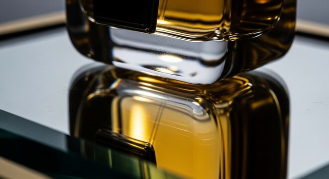 Elegant perfume bottle reflection