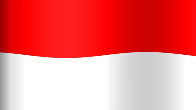 Indonesian flag waving with red and white colors in a smooth and seamless loop animation