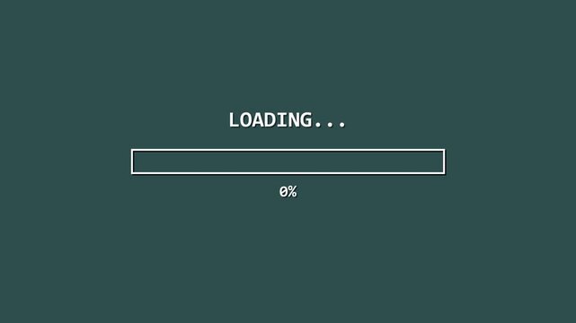 Loading bar animation with percentage counter on a dark teal digital background texture