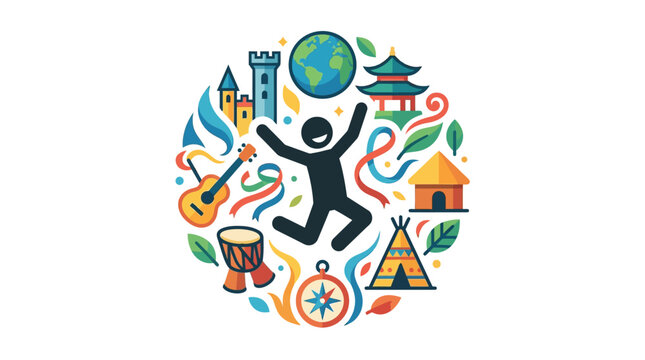 Diversity culture icon, globe traveler