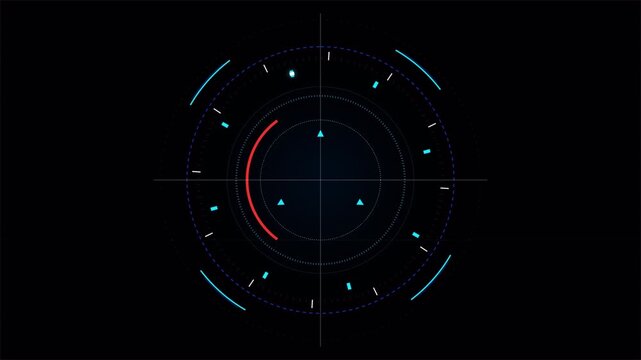 Futuristic circle HUD head-up display interface for cyber technology, digital sci-fi telemetry screen 4k video