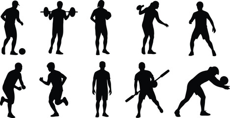 Black silhouettes of people playing sports © MdAshfakurRahman