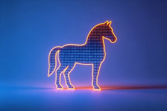 Digital horse with binary code pattern