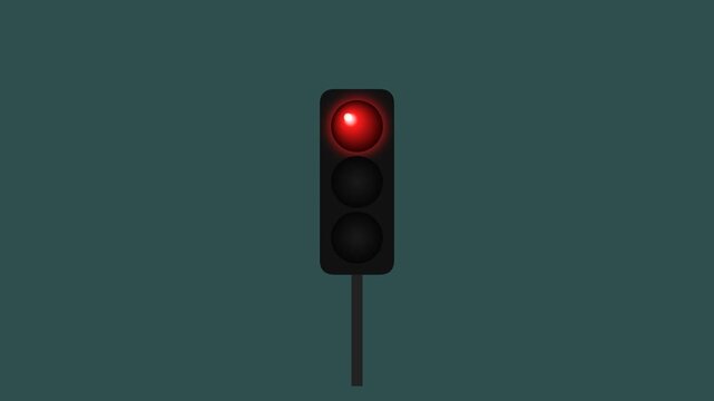 Traffic light animation showing red yellow and green signals on a dark plain background