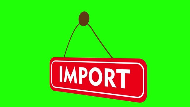 Import Text Hanging Sign Swinging on Green Screen Background