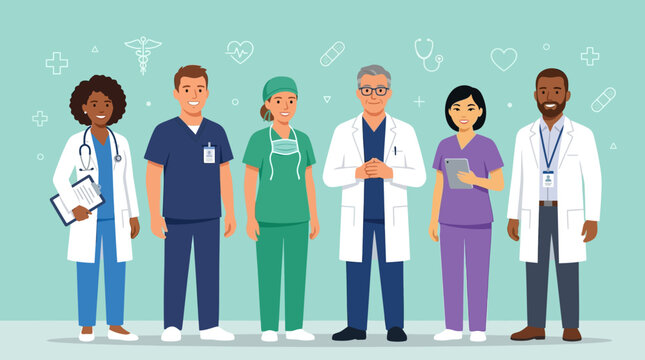 Diverse Medical Professional Team Standing Together