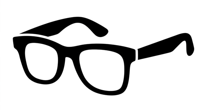 Black framed eyeglasses on a white background.