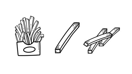 Simple doodle French Fries.Hand drawn doodle Junk Food element.French Fries illustration set.French Fries drawing collection.