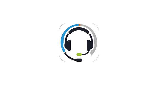 A colorful headset icon on white background.