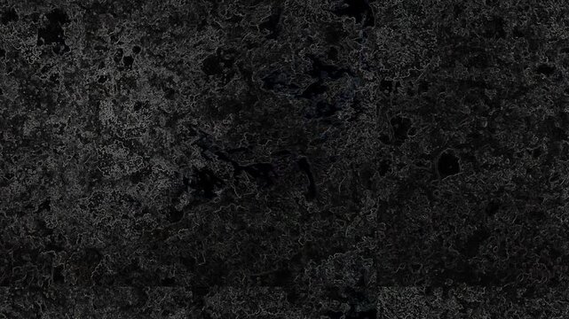 Dark abstract texture with intricate organic patterns, rough details, shadowy cavities, and depth. Grunge texture background animation.