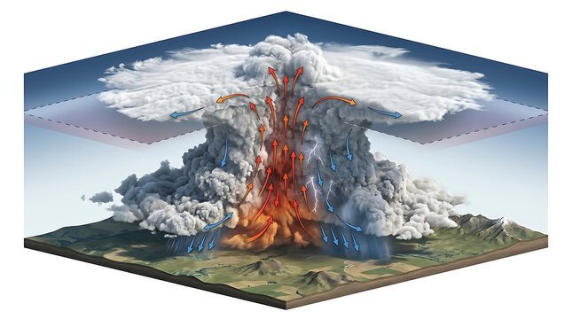 An Isolated Cross Section Diagram Illustrating The Complex Atmospheric Dynamics Of A Supercell Storm