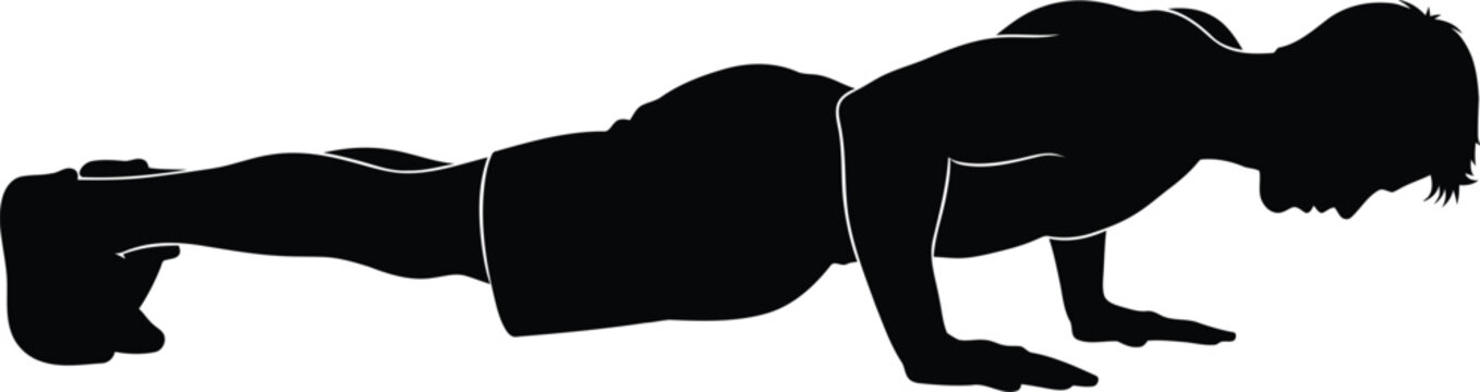 Man Performing Push up Exercise In Silhouette push up pushups fitness workout strength