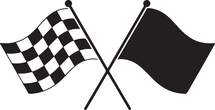 Black and white checkered racing flag with black flag