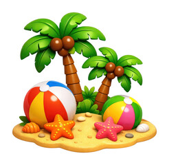 Obraz premium Tropical beach scene with toys.