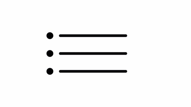 A minimal list with black lines on white, suitable for notes, task summaries and agenda points.