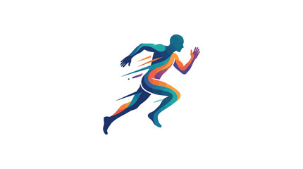 Obraz premium Abstract colorful male runner silhouette in fast motion.