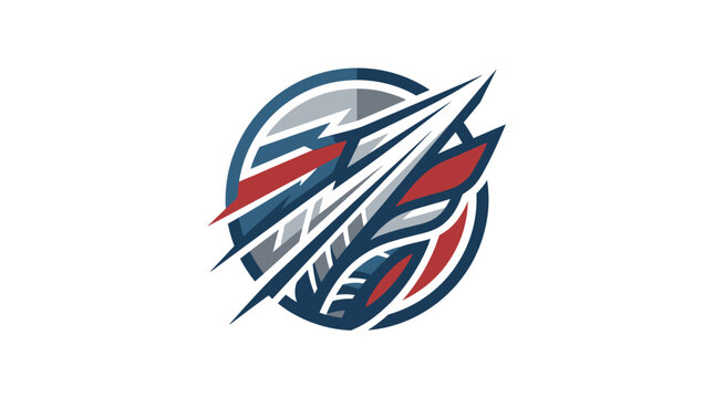 Abstract circular racing logo with sharp speed elements.