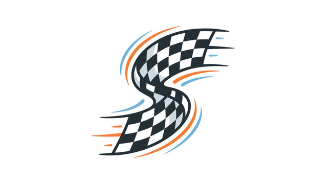 Abstract stylized "S" shape racing flag design.