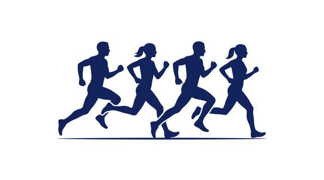 Blue runner silhouettes in line.
